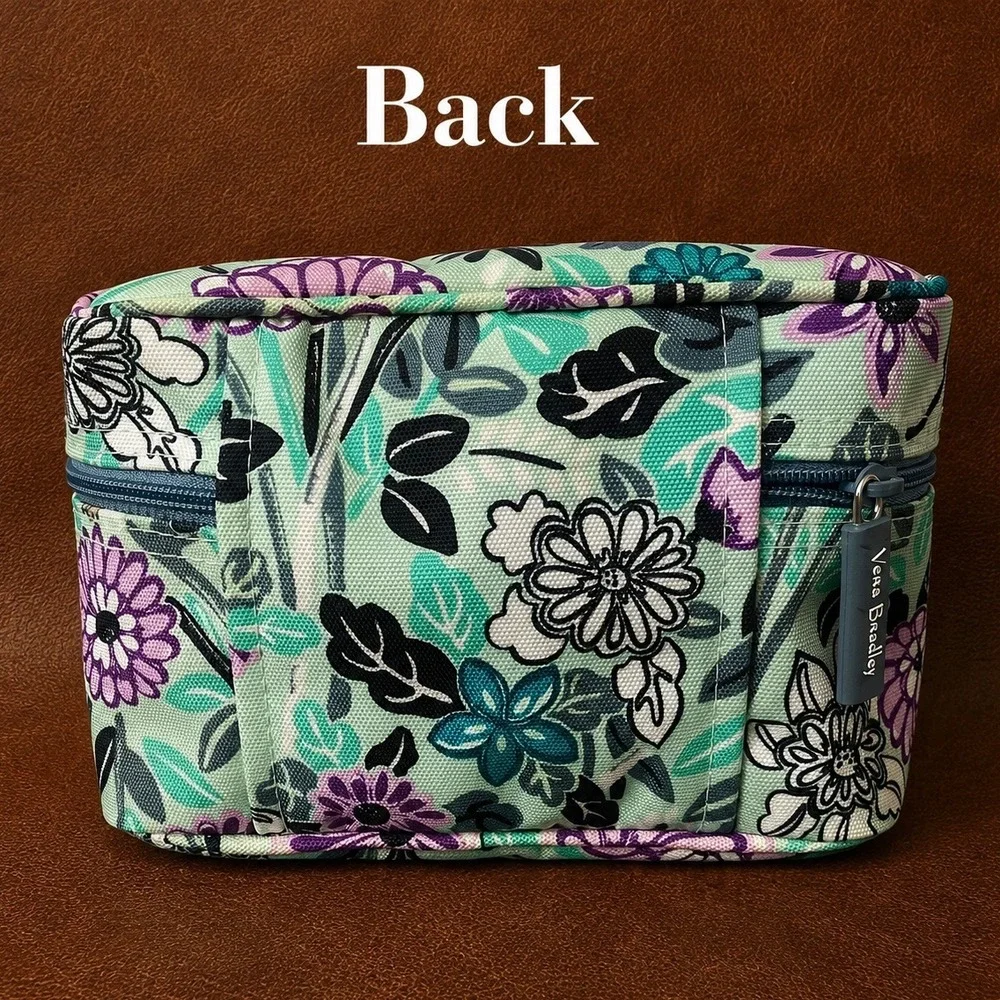 Vera Bradley Penelope's Garden Zippered Cosmetic Bag Floral Hedgehog Travel Case